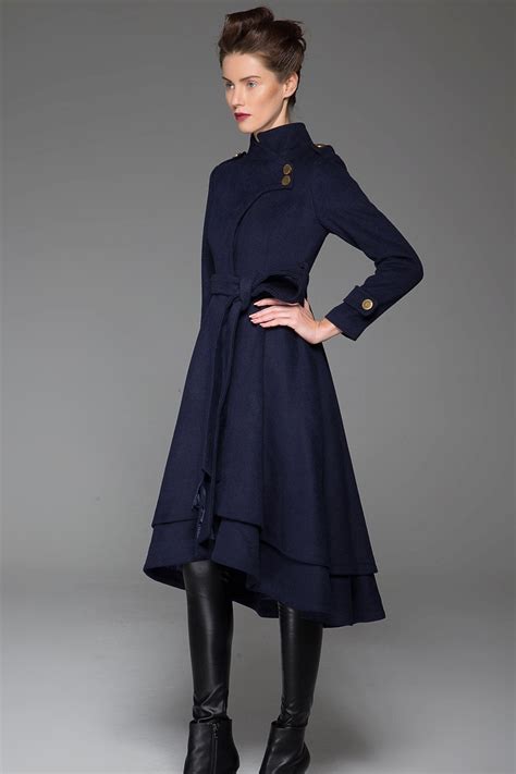 Wool Beverley Tailored Coat in Navy 